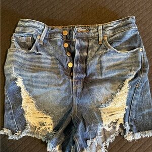 Distressed Blue Denim Shorts